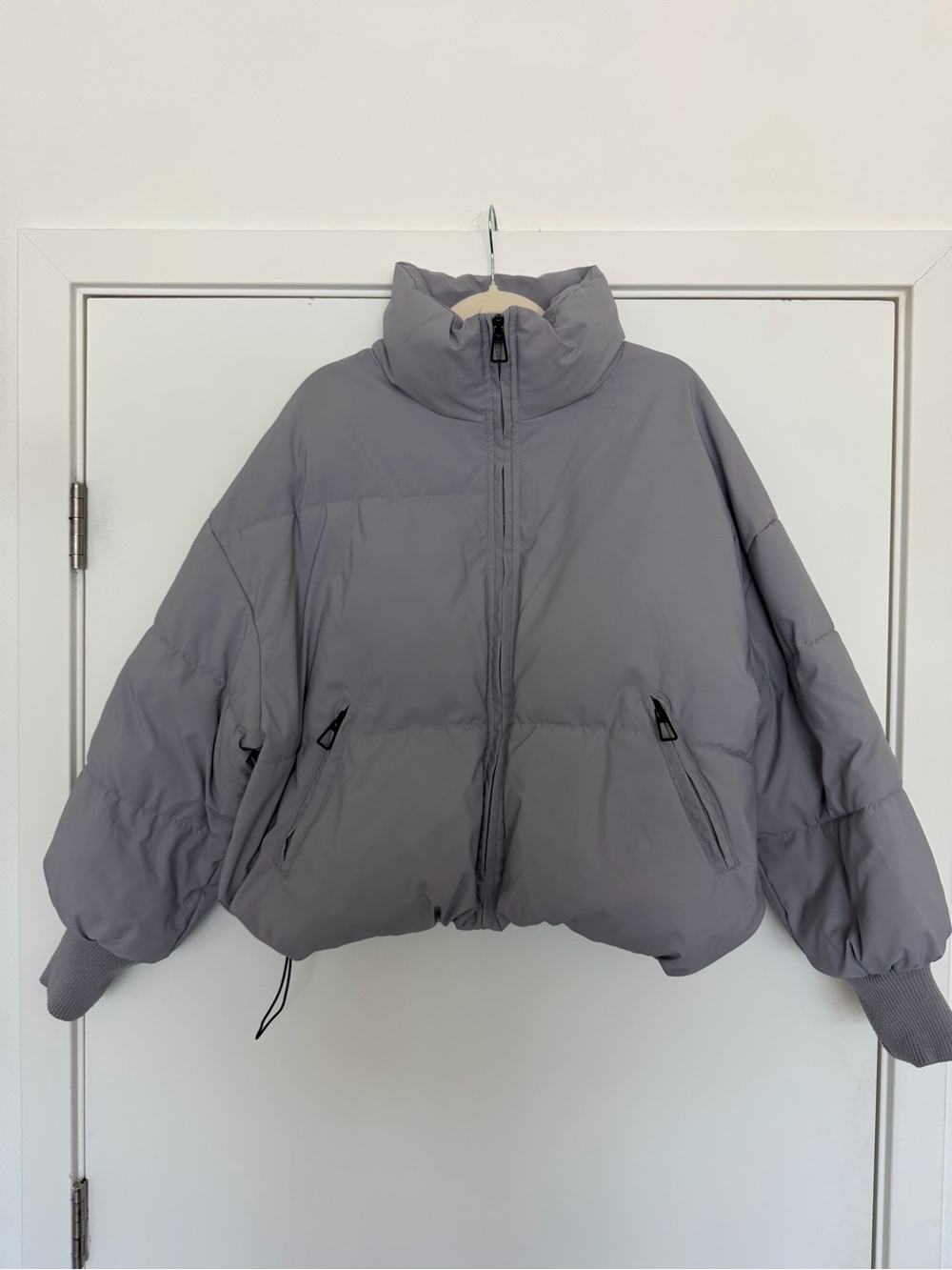 SHEIN Gray Cropped Oversized Puffer Jacket